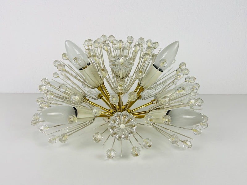 Glass and Brass 'Snowflake' Flush Mount by Emil Stejnar for Rupert Nikoll, 1960s