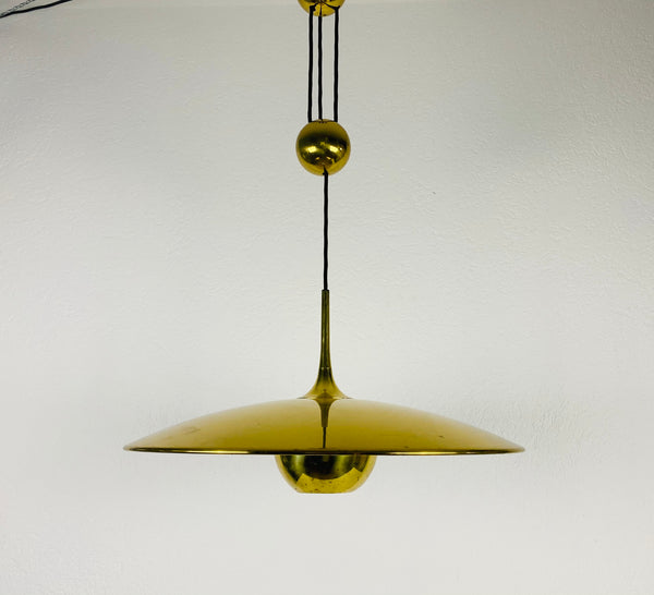 'Onos 55' Brass Pendant Lamp with Counterweight by Florian Schulz, 1970s Germany