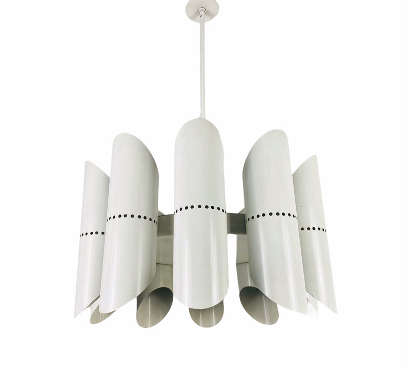 Midcentury White 10-Arm Space Age Chandelier, 1960s
