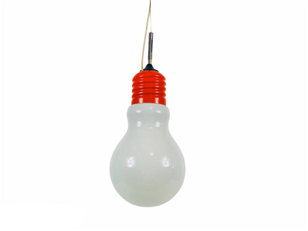 Italian Space Age Orange Metal Hanging Lamp, Italy,  1970s