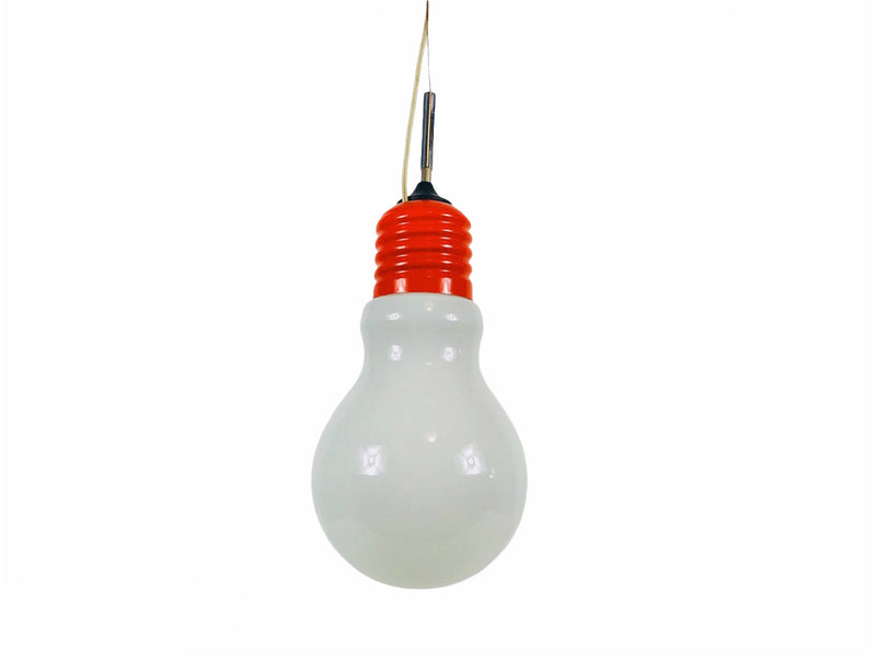 Italian Space Age Orange Metal Hanging Lamp, Italy,  1970s