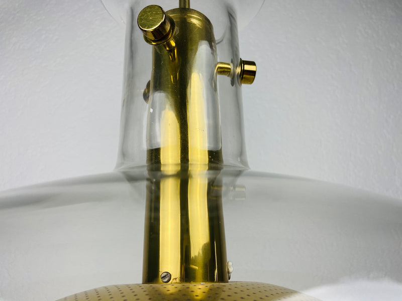 Glass and Brass Pendant Lamp by Anders Pehrson for Atelje Lyktan, Sweden 1960s