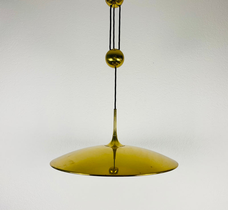'Onos 55' Brass Pendant Lamp with Counterweight by Florian Schulz, 1970s Germany