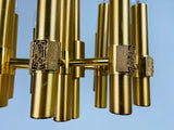 Brass 12-Arm Chandelier by Gaetano Sciolari, Italy, 1960s