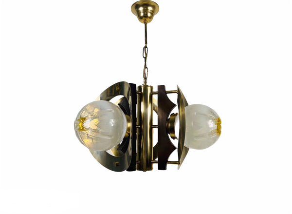 Aluminium and Murano Glass Pendant Light by Mazegga, 1970s, Italy