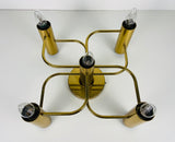Midcentury Brass 5-Arm Flush Mount by Leola, 1960s