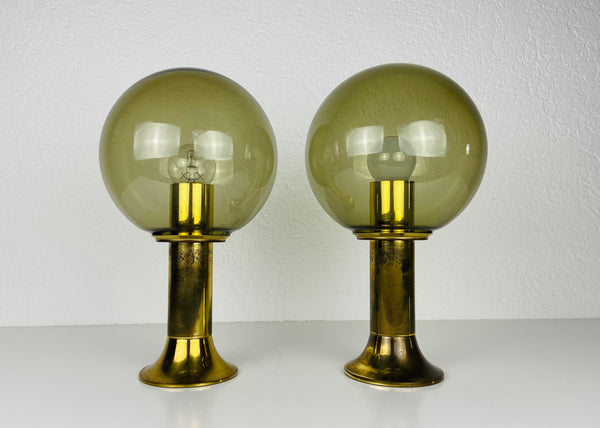 Pair of Midcentury Glass Flush Mounts by Ott International, 1960s