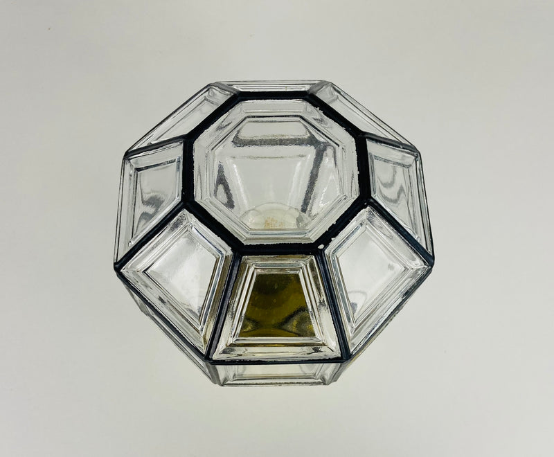 Midcentury Iron and Bubble Glass Flush Mount by Glashütte Limburg, 1960s