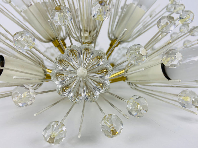 Glass and Brass 'Snowflake' Flush Mount by Emil Stejnar for Rupert Nikoll, 1960s