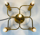 Midcentury Brass 5-Arm Flush Mount by Leola, 1960s