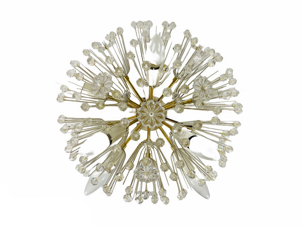 Glass and Brass 'Snowflake' Flush Mount by Emil Stejnar for Rupert Nikoll, 1960s