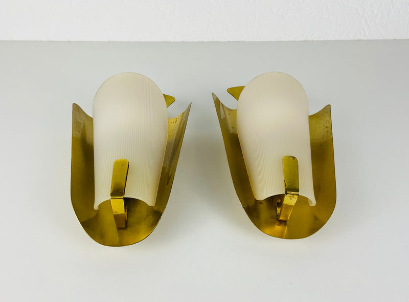 Pair of Mid-Century Brass Sconces, Italy, 1960s