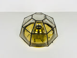 Iron and Bubble Glass Flush Mount by Glashütte Limburg, 1960s