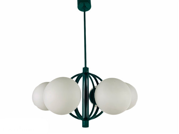 Large Green Kaiser Midcentury 6-Arm Space Age Chandelier, 1960s, Germany