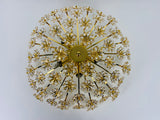 Gilt Brass and Crystal Glass Flush Mount by Palwa, Germany, 1970s