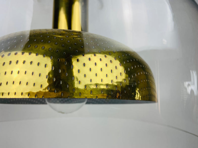 Glass and Brass Pendant Lamp by Anders Pehrson for Atelje Lyktan, Sweden 1960s
