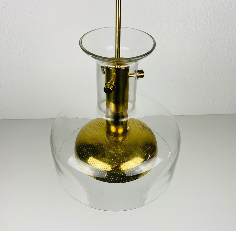 Glass and Brass Pendant Lamp by Anders Pehrson for Atelje Lyktan, Sweden 1960s
