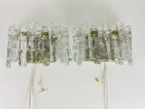 Pair of Frosted Ice Glass Wall Lamps by Kalmar, Austria, 1960s