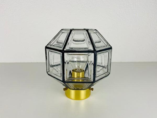 Midcentury Iron and Bubble Glass Flush Mount by Glashütte Limburg, 1960s