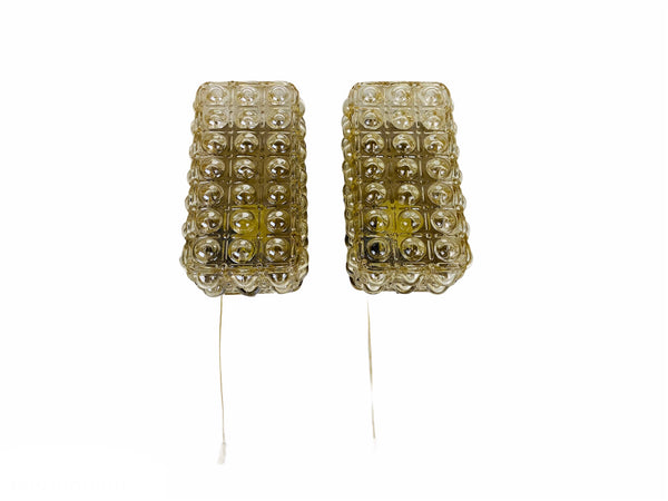 Pair of Midcentury Bubble Glass Wall Lamps by Helena Tynell for Limburg, 1960s
