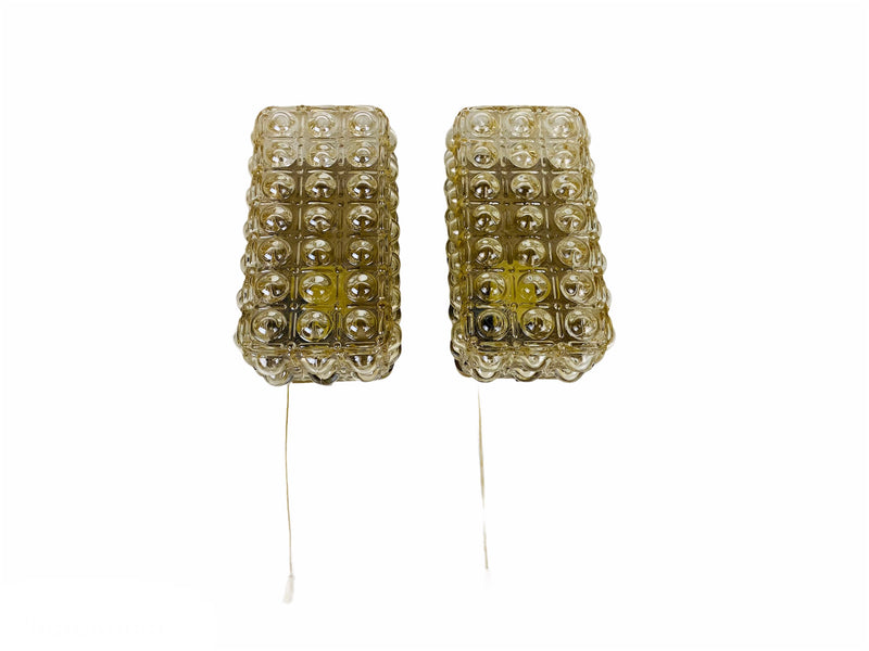 Pair of Midcentury Bubble Glass Wall Lamps by Helena Tynell for Limburg, 1960s