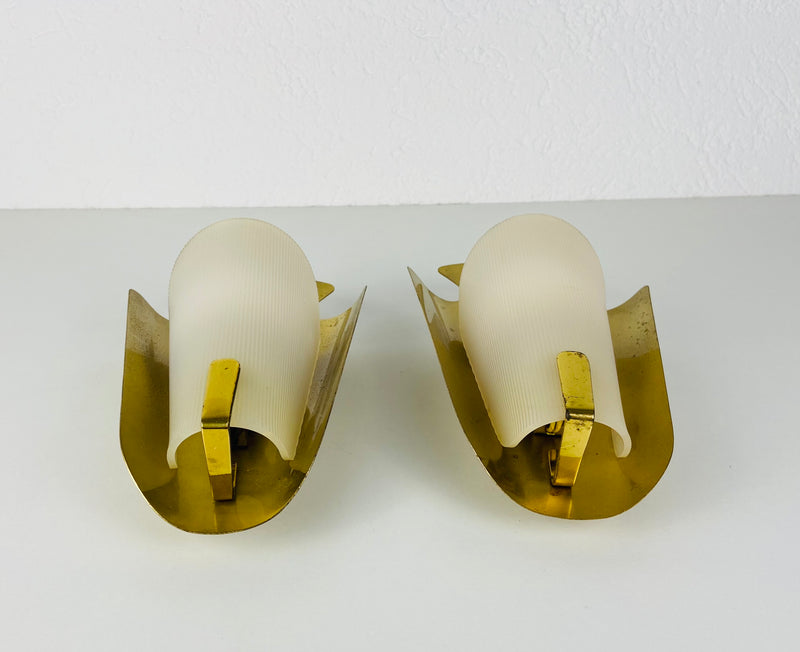 Pair of Mid-Century Brass Sconces, Italy, 1960s