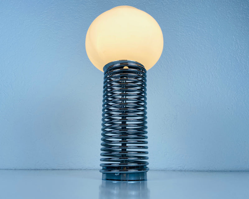 Chrome and Opal Glass Table Lamp, Italy, 1960s