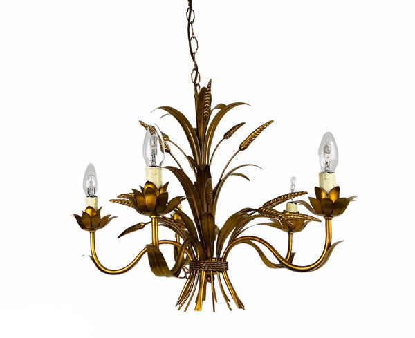 Golden Wheat Sheaf Pendant Lamp by Hans Kögl, Germany, 1970s