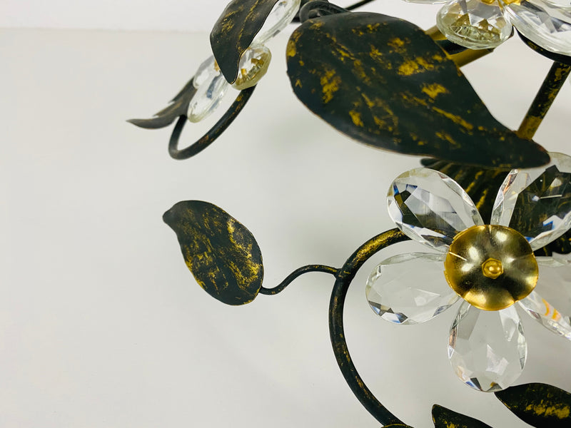 Green Florentine Flower Shape Flushmount Attributed to Banci Firenze, 1960s