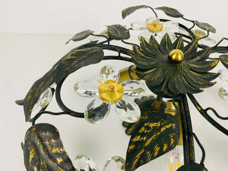Green Florentine Flower Shape Flushmount Attributed to Banci Firenze, 1960s