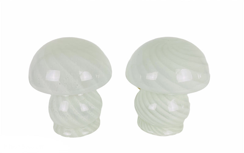 Pair of Vetri d‘Arte Murano Glass Mushroom Table Lamps, Italy, 1970s