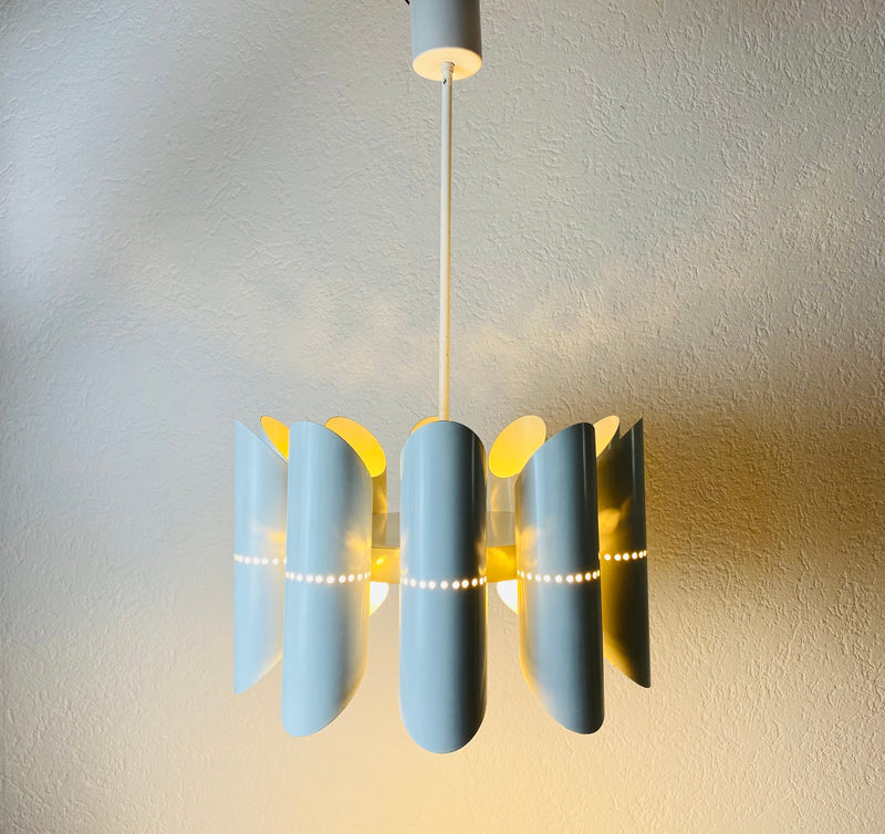 Midcentury White 10-Arm Space Age Chandelier, 1960s