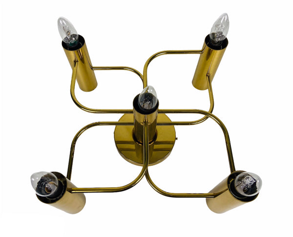 Midcentury Brass 5-Arm Flush Mount by Leola, 1960s