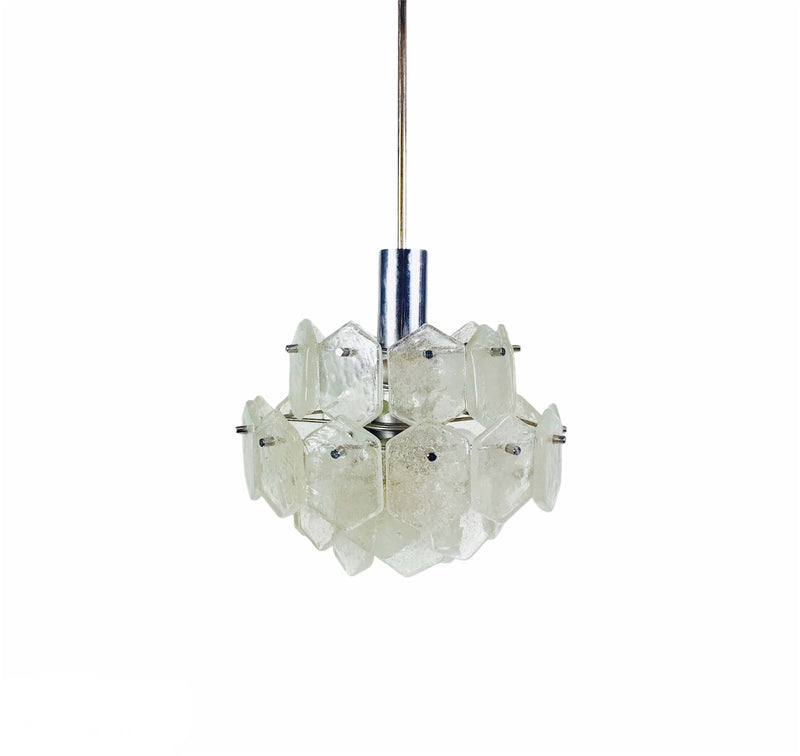 Ice Glass Chandelier by Kinkeldey, Germany, 1960s