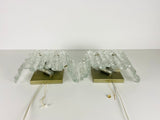 Pair of Frosted Ice Glass Wall Lamps by Kalmar, Austria, 1960s