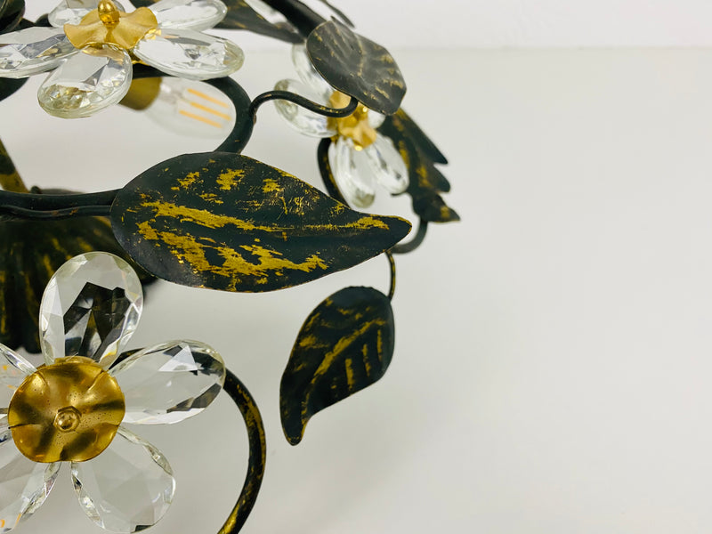 Green Florentine Flower Shape Flushmount Attributed to Banci Firenze, 1960s