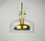 Glass and Brass Pendant Lamp by Anders Pehrson for Atelje Lyktan, Sweden 1960s