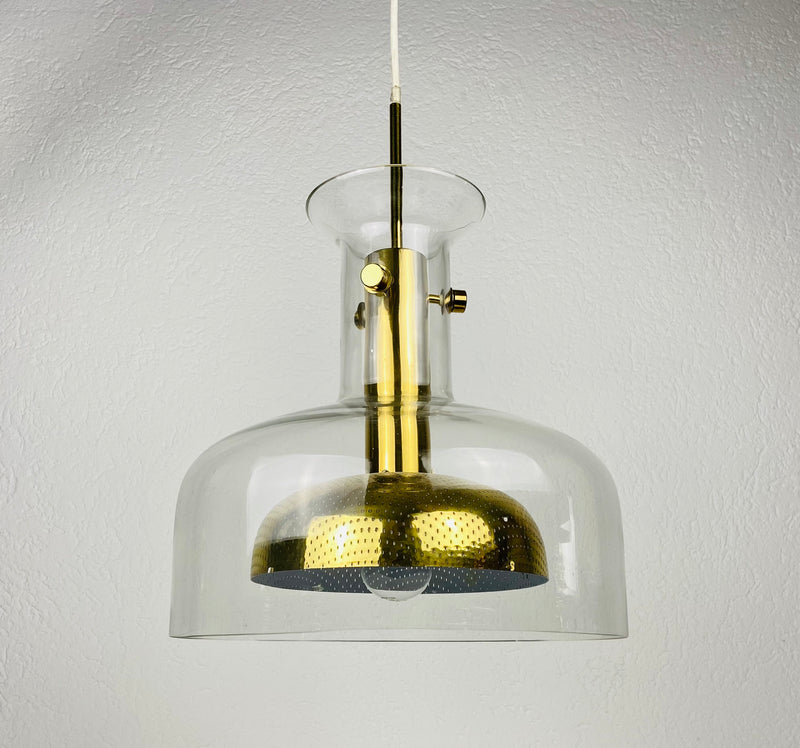 Glass and Brass Pendant Lamp by Anders Pehrson for Atelje Lyktan, Sweden 1960s