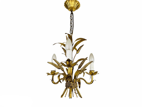 Golden Wheat Sheaf Pendant Lamp by Hans Kögl, Germany, 1970s