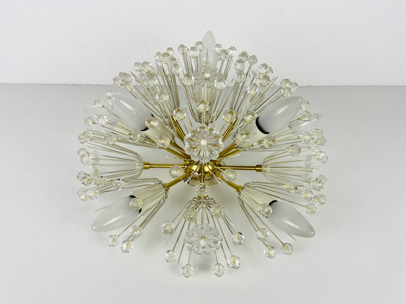 Glass and Brass 'Snowflake' Flush Mount by Emil Stejnar for Rupert Nikoll, 1960s