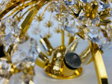 Gilt Brass and Crystal Glass Flush Mount by Palwa, Germany, 1970s