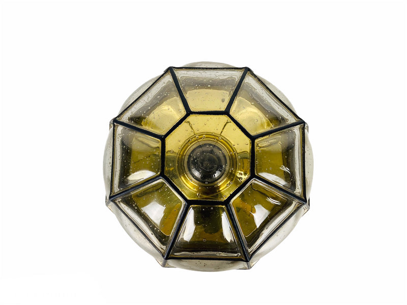 Iron and Bubble Glass Flush Mount by Glashütte Limburg, 1960s