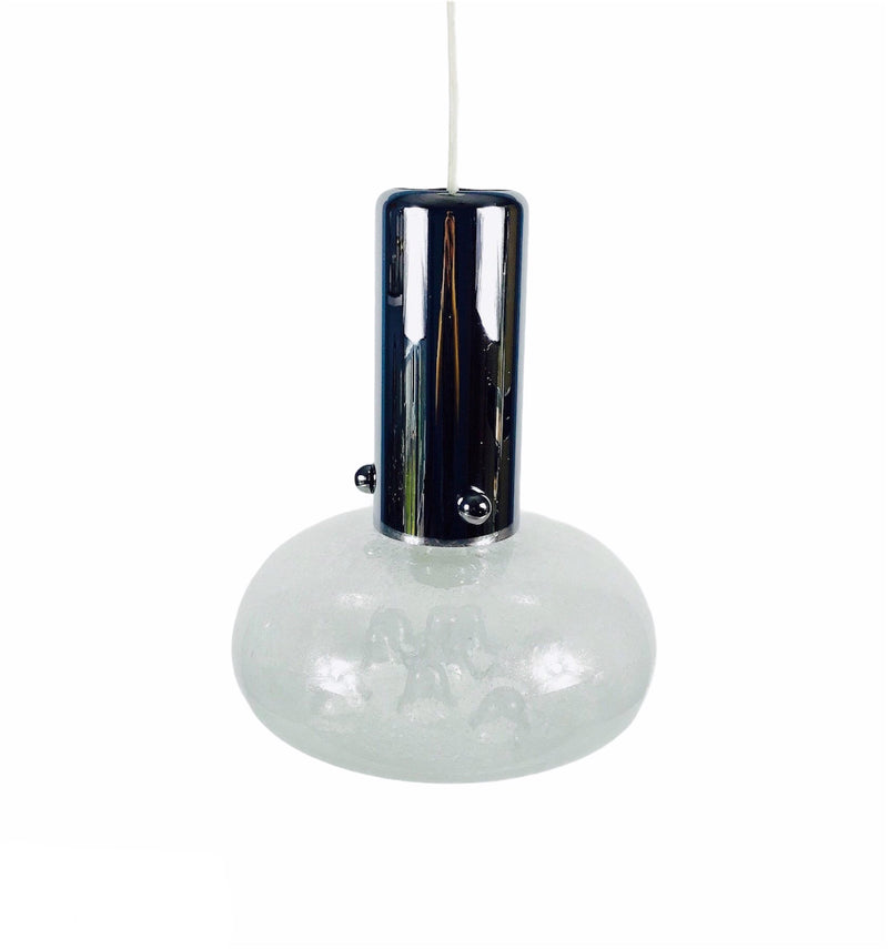 Chrome and Murano Glass Hanging Lamp, Italy, 1970s