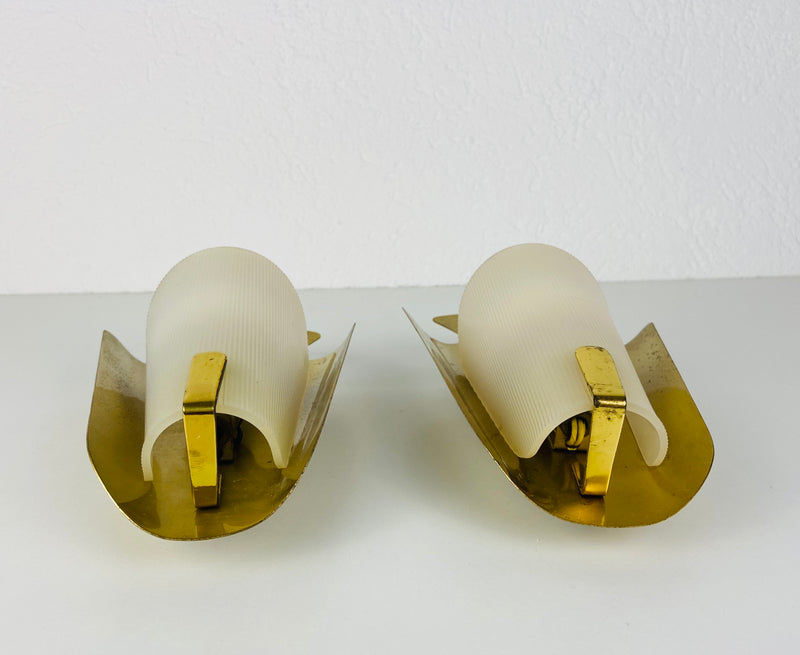 Pair of Mid-Century Brass Sconces, Italy, 1960s
