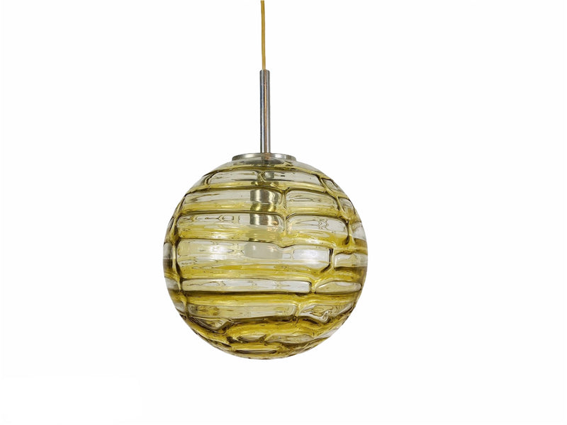 1 of 7 Mid Century Modern Murano Glass Ball Pendant Lamp by Doria, Germany, 1960s