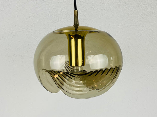 Amber Glass Pendant Lamp by Koch & Lowy for Peill and Putzler, 1960