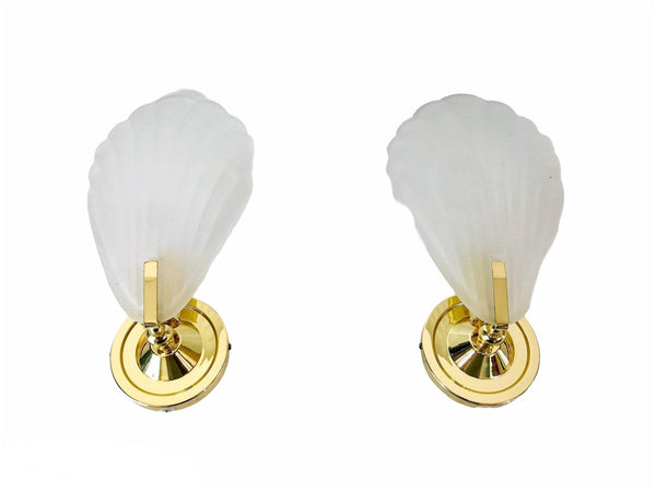 Pair of 2 Golden Italian Wall Lamps, Italy, 1980s