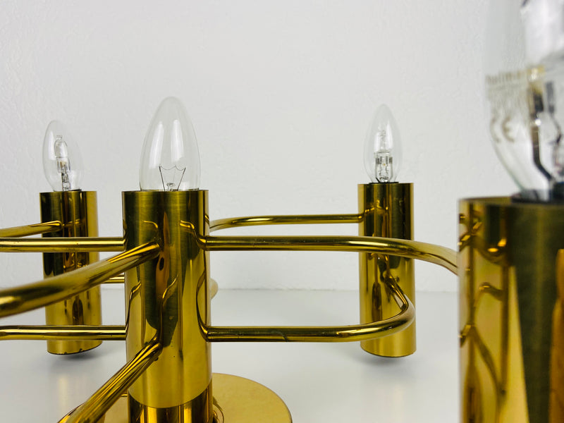 Midcentury Brass 5-Arm Flush Mount by Leola, 1960s
