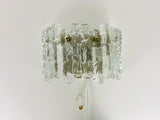 Pair of Frosted Ice Glass Wall Lamps by Kalmar, Austria, 1960s