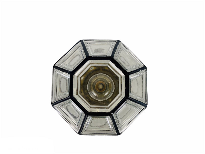 Midcentury Iron and Bubble Glass Flush Mount by Glashütte Limburg, 1960s